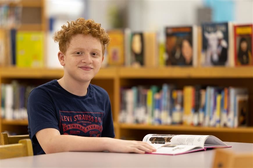 High School student in library